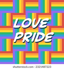 Pride Month Banner with Rainbow Text. Trendy "Pride month" LGBT Pride Flag Colours. Vector Banner For Gay . Symbol of Pride Month June support with a white background