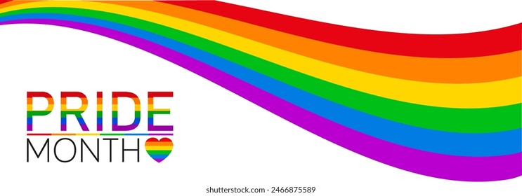 Pride month banner, pride wave background, rainbow LGBT flag colors isolated, LGBTQ gay pride concept stripes background