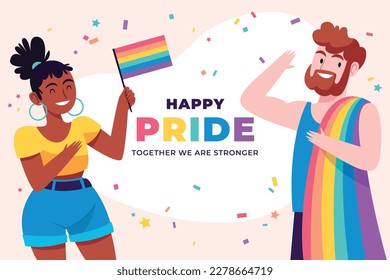 fondo del concepto de celebración del mes del orgullo feliz día del orgullo. celebración y conmemoración del orgullo de lesbianas, gays, bisexuales y transgénero. Mes del Orgullo LGBT. plantilla de diseño de ilustración vectorial. Junio