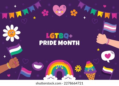 pride month celebration concept background. happy pride day. celebration and commemoration of lesbian, gay, bisexual, and transgender pride. LGBT Pride Month. vector illustration design template. June