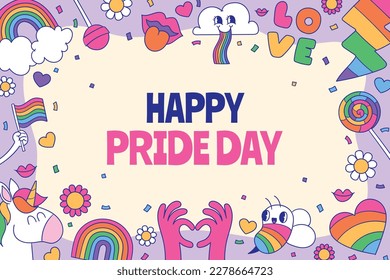 fondo del concepto de celebración del mes del orgullo feliz día del orgullo. celebración y conmemoración del orgullo de lesbianas, gays, bisexuales y transgénero. Mes del Orgullo LGBT. plantilla de diseño de ilustración vectorial. Junio