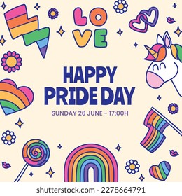 fondo del concepto de celebración del mes del orgullo feliz día del orgullo. celebración y conmemoración del orgullo de lesbianas, gays, bisexuales y transgénero. Mes del Orgullo LGBT. plantilla de diseño de ilustración vectorial. Junio