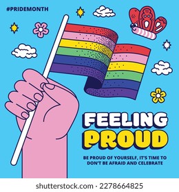 fondo del concepto de celebración del mes del orgullo feliz día del orgullo. celebración y conmemoración del orgullo de lesbianas, gays, bisexuales y transgénero. Mes del Orgullo LGBT. plantilla de diseño de ilustración vectorial. Junio