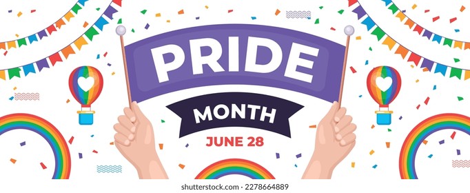 fondo del concepto de celebración del mes del orgullo feliz día del orgullo. celebración y conmemoración del orgullo de lesbianas, gays, bisexuales y transgénero. Mes del Orgullo LGBT. plantilla de diseño de ilustración vectorial. Junio