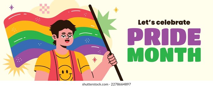 fondo del concepto de celebración del mes del orgullo feliz día del orgullo. celebración y conmemoración del orgullo de lesbianas, gays, bisexuales y transgénero. Mes del Orgullo LGBT. plantilla de diseño de ilustración vectorial. Junio