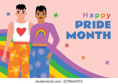 fondo del concepto de celebración del mes del orgullo feliz día del orgullo. celebración y conmemoración del orgullo de lesbianas, gays, bisexuales y transgénero. Mes del Orgullo LGBT. plantilla de diseño de ilustración vectorial. Junio