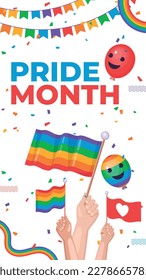 Stolz Monat Feiern Konzept Hintergrund. fröhlicher Stolz Tag. Feiern und Gedenken an lesbischen, schwulen, bisexuellen und transsexuellen Stolz. LGBT Pride Monat. Vektorgrafik-Designvorlage. Juni