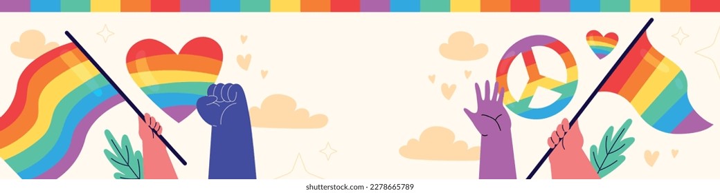 fondo del concepto de celebración del mes del orgullo feliz día del orgullo. celebración y conmemoración del orgullo de lesbianas, gays, bisexuales y transgénero. Mes del Orgullo LGBT. plantilla de diseño de ilustración vectorial. Junio