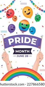 pride month celebration concept background. happy pride day. celebration and commemoration of lesbian, gay, bisexual, and transgender pride. LGBT Pride Month. vector illustration design template. June
