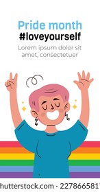 fondo del concepto de celebración del mes del orgullo feliz día del orgullo. celebración y conmemoración del orgullo de lesbianas, gays, bisexuales y transgénero. Mes del Orgullo LGBT. plantilla de diseño de ilustración vectorial. Junio