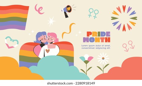 fondo del concepto de celebración del mes del orgullo feliz día del orgullo. celebración y conmemoración del orgullo de lesbianas, gays, bisexuales y transgénero. Mes del Orgullo LGBT. plantilla de diseño de ilustración vectorial. Junio