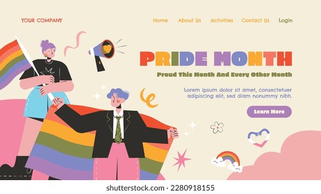 pride month celebration concept background. happy pride day. celebration and commemoration of lesbian, gay, bisexual, and transgender pride. LGBT Pride Month. vector illustration design template. June