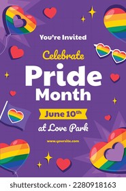 pride month celebration concept background. happy pride day. celebration and commemoration of lesbian, gay, bisexual, and transgender pride. LGBT Pride Month. vector illustration design template. June