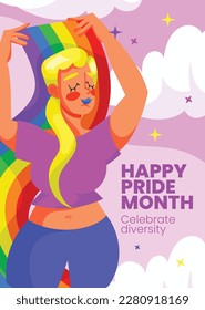 pride month celebration concept background. happy pride day. celebration and commemoration of lesbian, gay, bisexual, and transgender pride. LGBT Pride Month. vector illustration design template. June