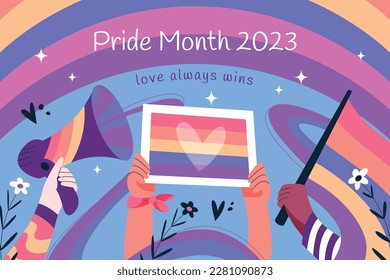 pride month celebration concept background. happy pride day. celebration and commemoration of lesbian, gay, bisexual, and transgender pride. LGBT Pride Month. vector illustration design template. June