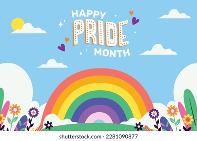 pride month celebration concept background. happy pride day. celebration and commemoration of lesbian, gay, bisexual, and transgender pride. LGBT Pride Month. vector illustration design template. June