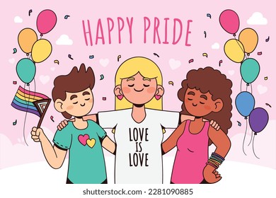 pride month celebration concept background. happy pride day. celebration and commemoration of lesbian, gay, bisexual, and transgender pride. LGBT Pride Month. vector illustration design template. June
