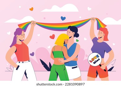 Stolz Monat Feiern Konzept Hintergrund. fröhlicher Stolz Tag. Feiern und Gedenken an lesbischen, schwulen, bisexuellen und transsexuellen Stolz. LGBT Pride Monat. Vektorgrafik-Designvorlage. Juni