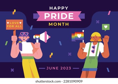 pride month celebration concept background. happy pride day. celebration and commemoration of lesbian, gay, bisexual, and transgender pride. LGBT Pride Month. vector illustration design template. June