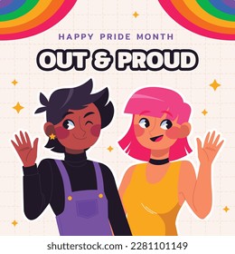 pride month celebration concept background. happy pride day. celebration and commemoration of lesbian, gay, bisexual, and transgender pride. LGBT Pride Month. vector illustration design template. June