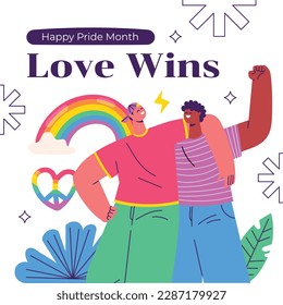 pride month celebration concept background. happy pride day. celebration and commemoration of lesbian, gay, bisexual, and transgender pride. LGBT Pride Month. vector illustration design template. June