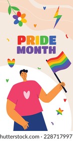 Stolz Monat Feiern Konzept Hintergrund. fröhlicher Stolz Tag. Feiern und Gedenken an lesbischen, schwulen, bisexuellen und transsexuellen Stolz. LGBT Pride Monat. Vektorgrafik-Designvorlage. Juni