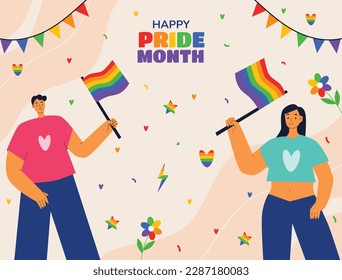 pride month celebration concept background. happy pride day. celebration and commemoration of lesbian, gay, bisexual, and transgender pride. LGBT Pride Month. vector illustration design template. June