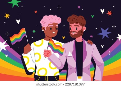 fondo del concepto de celebración del mes del orgullo feliz día del orgullo. celebración y conmemoración del orgullo de lesbianas, gays, bisexuales y transgénero. Mes del Orgullo LGBT. plantilla de diseño de ilustración vectorial. Junio