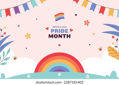 pride month celebration concept background. happy pride day. celebration and commemoration of lesbian, gay, bisexual, and transgender pride. LGBT Pride Month. vector illustration design template. June