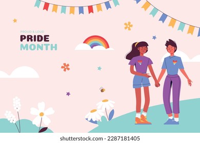 pride month celebration concept background. happy pride day. celebration and commemoration of lesbian, gay, bisexual, and transgender pride. LGBT Pride Month. vector illustration design template. June