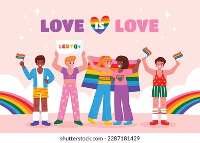 fondo del concepto de celebración del mes del orgullo feliz día del orgullo. celebración y conmemoración del orgullo de lesbianas, gays, bisexuales y transgénero. Mes del Orgullo LGBT. plantilla de diseño de ilustración vectorial. Junio