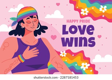 fondo del concepto de celebración del mes del orgullo feliz día del orgullo. celebración y conmemoración del orgullo de lesbianas, gays, bisexuales y transgénero. Mes del Orgullo LGBT. plantilla de diseño de ilustración vectorial. Junio