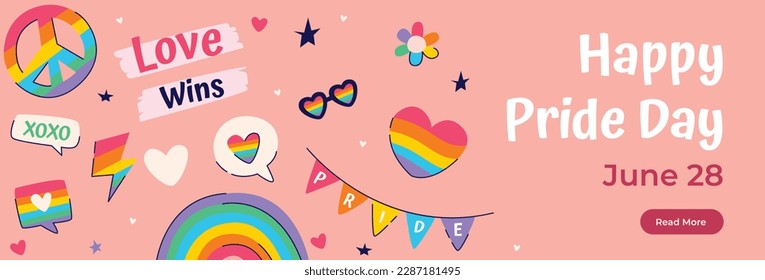 fondo del concepto de celebración del mes del orgullo feliz día del orgullo. celebración y conmemoración del orgullo de lesbianas, gays, bisexuales y transgénero. Mes del Orgullo LGBT. plantilla de diseño de ilustración vectorial. Junio