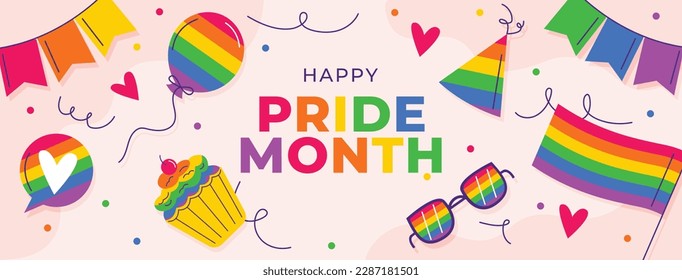 pride month celebration concept background. happy pride day. celebration and commemoration of lesbian, gay, bisexual, and transgender pride. LGBT Pride Month. vector illustration design template. June