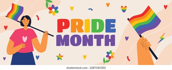 pride month celebration concept background. happy pride day. celebration and commemoration of lesbian, gay, bisexual, and transgender pride. LGBT Pride Month. vector illustration design template. June