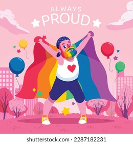 fondo del concepto de celebración del mes del orgullo feliz día del orgullo. celebración y conmemoración del orgullo de lesbianas, gays, bisexuales y transgénero. Mes del Orgullo LGBT. plantilla de diseño de ilustración vectorial. Junio