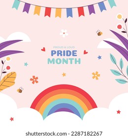 pride month celebration concept background. happy pride day. celebration and commemoration of lesbian, gay, bisexual, and transgender pride. LGBT Pride Month. vector illustration design template. June