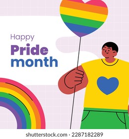 pride month celebration concept background. happy pride day. celebration and commemoration of lesbian, gay, bisexual, and transgender pride. LGBT Pride Month. vector illustration design template. June