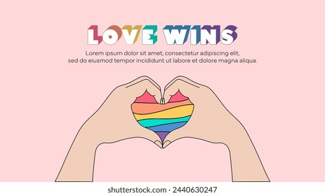 Pride month celebration concept background. Rainbow pride heart made by hands. Happy pride day. LGBT Pride Month