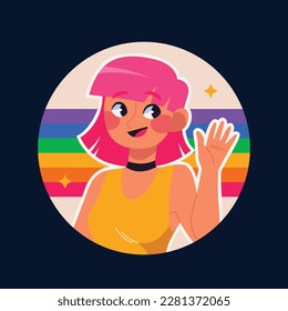 Stolz Monat Feiern Element. fröhlicher Stolz Tag. Feiern und Gedenken an lesbischen, schwulen, bisexuellen und transsexuellen Stolz. LGBT Pride Monat. Vektorgrafik-Design. Juni. Etikett, Aufkleber.