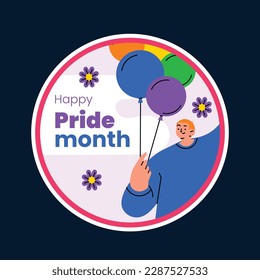 pride month celebration element. happy pride day. celebration and commemoration of lesbian, gay, bisexual, and transgender pride. LGBT Pride Month. vector illustration design. June. Label, sticker.