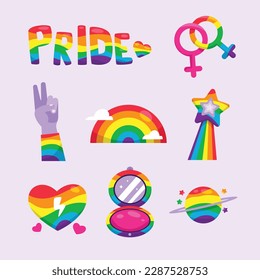 elemento de celebración del mes de orgullo. feliz día del orgullo. celebración y conmemoración del orgullo de lesbianas, gays, bisexuales y transgénero. Mes del Orgullo LGBT. diseño de ilustración vectorial. Junio. Etiqueta, pegatina.