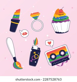 pride month celebration element. happy pride day. celebration and commemoration of lesbian, gay, bisexual, and transgender pride. LGBT Pride Month. vector illustration design. June. Label, sticker.