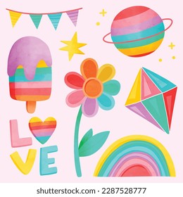 pride month celebration element. happy pride day. celebration and commemoration of lesbian, gay, bisexual, and transgender pride. LGBT Pride Month. vector illustration design. June. Label, sticker.