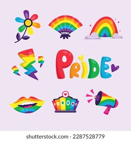 elemento de celebración del mes de orgullo. feliz día del orgullo. celebración y conmemoración del orgullo de lesbianas, gays, bisexuales y transgénero. Mes del Orgullo LGBT. diseño de ilustración vectorial. Junio. Etiqueta, pegatina.