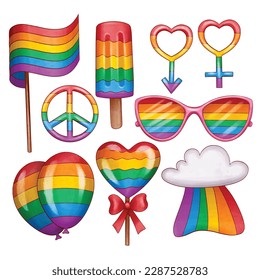 Stolz Monat Feiern Element. fröhlicher Stolz Tag. Feiern und Gedenken an lesbischen, schwulen, bisexuellen und transsexuellen Stolz. LGBT Pride Monat. Vektorgrafik-Design. Juni. Etikett, Aufkleber.