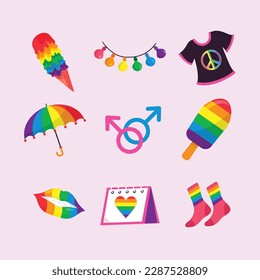 pride month celebration element. happy pride day. celebration and commemoration of lesbian, gay, bisexual, and transgender pride. LGBT Pride Month. vector illustration design. June. Label, sticker.