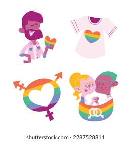 Stolz Monat Feiern Element. fröhlicher Stolz Tag. Feiern und Gedenken an lesbischen, schwulen, bisexuellen und transsexuellen Stolz. LGBT Pride Monat. Vektorgrafik-Design. Juni. Etikett, Aufkleber.