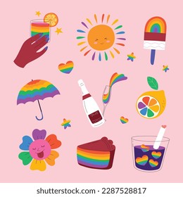 pride month celebration element. happy pride day. celebration and commemoration of lesbian, gay, bisexual, and transgender pride. LGBT Pride Month. vector illustration design. June. Label, sticker.