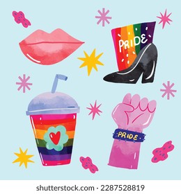 pride month celebration element. happy pride day. celebration and commemoration of lesbian, gay, bisexual, and transgender pride. LGBT Pride Month. vector illustration design. June. Label, sticker.